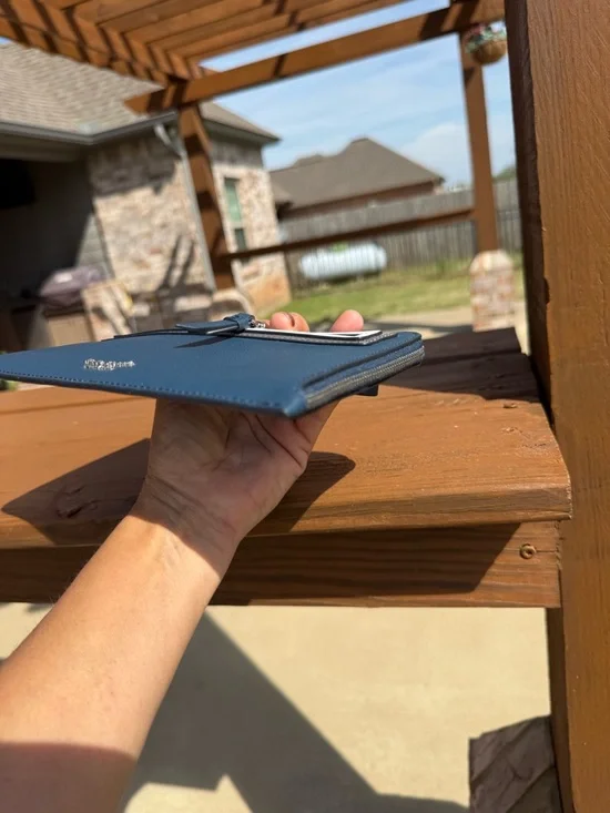 NWOT Kate Spade navy blue leather wristlet with cream trim Colorblock - Picture 7 of 10